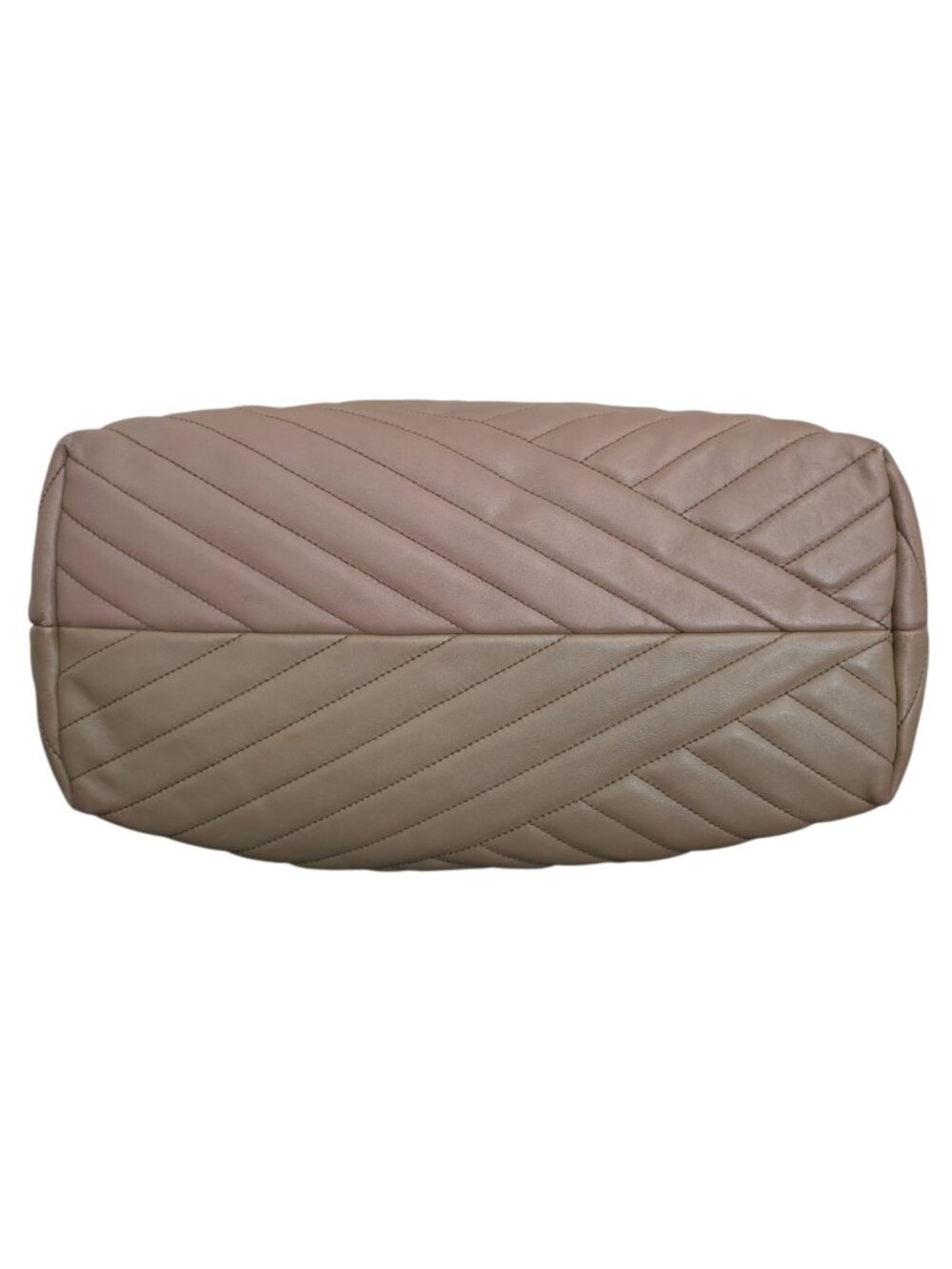 Tory Burch Kira Chevron Tote Bag Taupe Beige Leather Quilted Chain - Picture 5 of 12